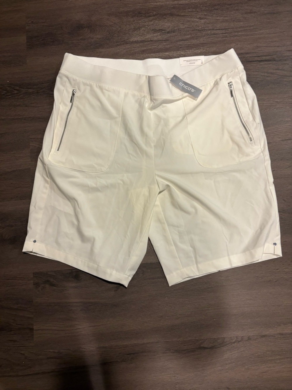 Chico's Men's White Pull-On Athletic Shorts with Zip Pockets